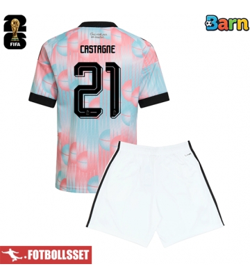 Belgien Timothy Castagne #21 Bortatröja Barn VM 2026 Kortärmad (+ Korta byxor)